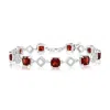 Simona Sterling Silver, Square Gemstone Bracelet In Red
