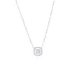 Simona Sterling Silver Square Halo Diamond Necklace