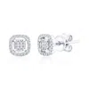 Simona Sterling Silver, Square Halo Diamond Studs