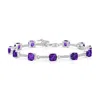 Simona Sterling Silver, Tennis Gemstone Bracelet In Purple