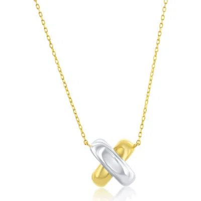 Simona Sterling Silver Two-tone X Pendant Necklace