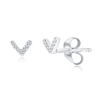 Simona Sterling Silver 'v' Style Diamond Studs