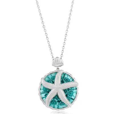 Simona Sterling Silver Venetian Murano Glass Pendant Necklace In Metallic