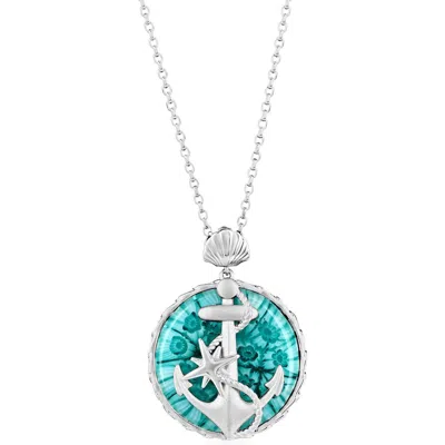 Simona Sterling Silver Venetian Murano Glass Pendant Necklace In Metallic