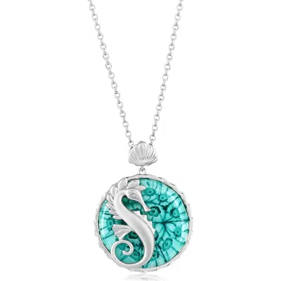 Simona Sterling Silver Venetian Murano Glass Pendant Necklace In Green