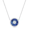 Simona Sterling Silver White Cz And Simulated Baguette Circle Necklace In Blue