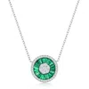 Simona Sterling Silver White Cz And Simulated Baguette Circle Necklace In Green