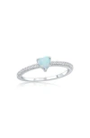 Simona Sterling Silver White Opal Heart & Cubic Zirconia Ring