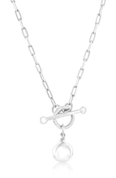 Simona Toggle Pendant Paper Clip Chain Necklace In White