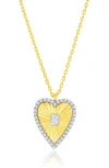 Simona Two-tone Cubic Zirconia Heart Pendant Necklace In Two-tone