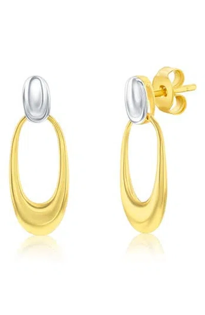 Simona Two-tone Oval Drop Earrings In Gold