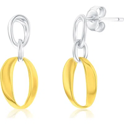 Simona Two-tone Oval Link Drop Earrings In Gold