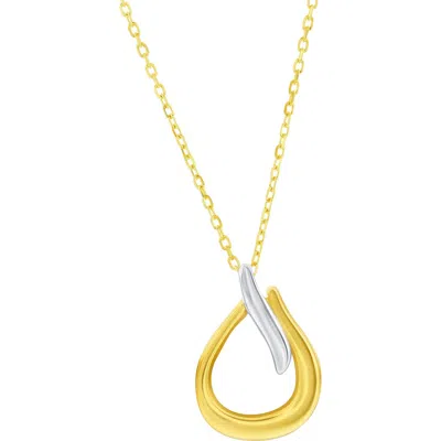 Simona Two-tone Pear Pendant Necklace In Gold