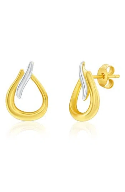 Simona Two-tone Pear Stud Earrings In Gold
