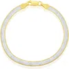 Simona Two-tone Sterling Silver Herringbone Chain Bracelet In Gold