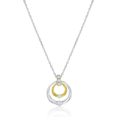 Simona Two-tone Circle Cubic Zirconia Pendant Necklace