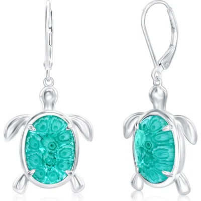 Simona Venetian Murano Turtle Drop Earrings In Turquoise
