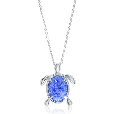 Simona Venetian Turtle Pendant Necklace In Blue