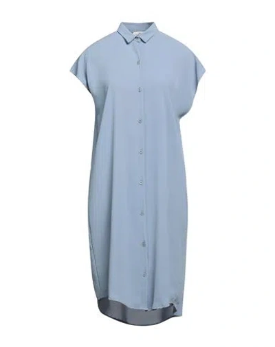 Simona-a Simona A Woman Midi Dress Pastel Blue Size M Polyester