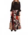 Simondona Pleated Printed Skirt In Rust In Multi