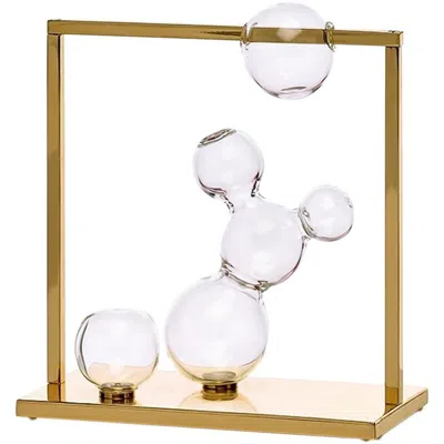 Pre-owned Simone Crestani Bubble Vase Glass Sculpture Small With Brass Frame, Made In Italy In Sand