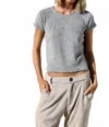 Simone Fan Thin Looped Terry Baby Tee In Grey In Gray