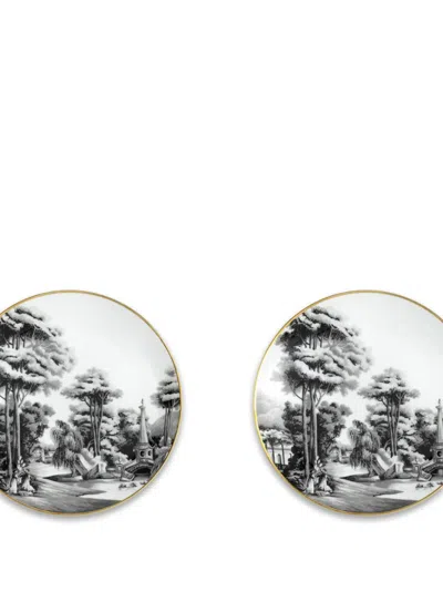 Simone Guidarelli Home Imperial Garden Plate Set (set Of Two) In Black