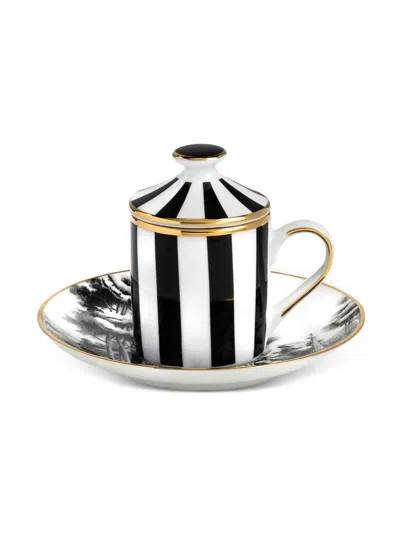 Simone Guidarelli Home Imperial Garden Striped Espresso Cup Set In Black