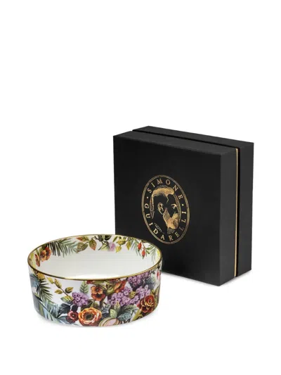 Simone Guidarelli Home Jungle Monkey Floral Porcelain Salad Bowl In White
