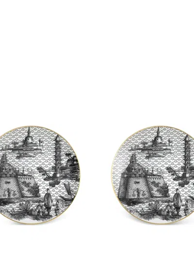Simone Guidarelli Home Oriental Dream Plate Set (set Of Two) In Black