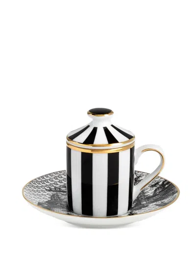 Simone Guidarelli Home Oriental Dream Striped Espresso Cup Set In Black
