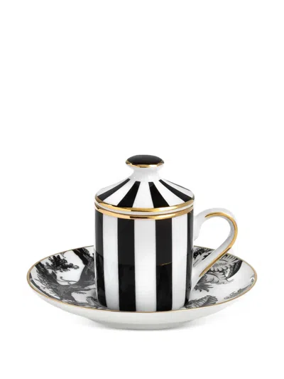 Simone Guidarelli Home Secret Garden Striped Espresso Cup Set In White