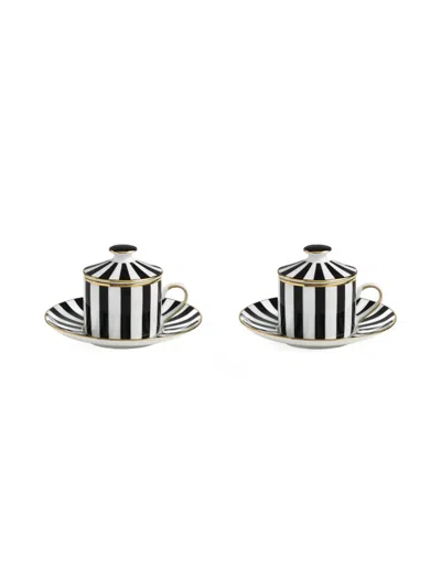 Simone Guidarelli Home Souvenirs De Voyage Striped Teacup And Saucer In Black