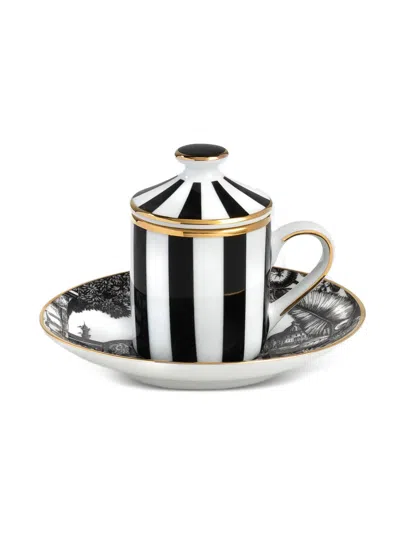 Simone Guidarelli Home Sunset Safari Striped Espresso Cup Set In Black