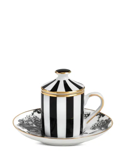 Simone Guidarelli Home Tangerine Garden Striped Espresso Cup Set In Black