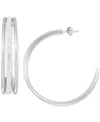 Simone I. Smith Crystal Triple Row C-shape Earrings In 18k Yellow Gold Over Sterling Silver Or Sterling Silver (48mm In White Gold Over Silver