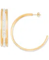Simone I. Smith Crystal Triple Row C-shape Earrings In 18k Yellow Gold Over Sterling Silver Or Sterling Silver (48mm In Yellow Gold Over Silver