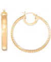 Simone I. Smith Polished Textured Hoop Earrings In 18k Yellow Gold Over Sterling Silver (45mm) In Gold Over Silver