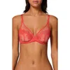 Simone Perele Allure Sheer Plunge Full Coverage Underwire Bra In Coralia Red