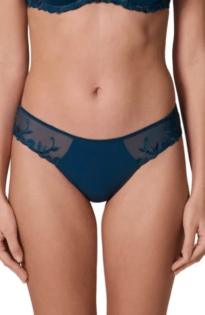 Simone Perele Andora Embroidered Bikini In Petrol Blue