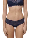 Simone Perele Caresse Lace-trim Boyshorts In Ink Blue