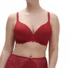 Simone Perele Caresse Plunge Bra In Tango Red In Burgundy