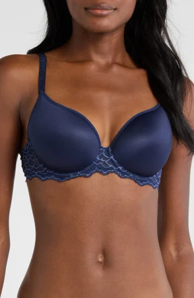 Simone Perele Caresse Underwire Plunge Bra In Blue