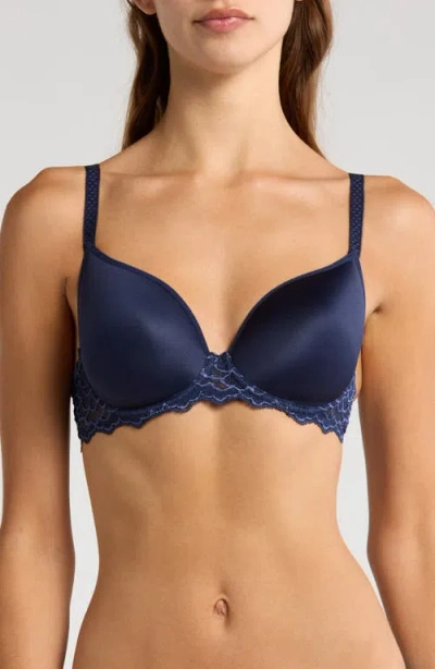 Simone Perele Caresse Underwire Plunge Bra In Ink Blue