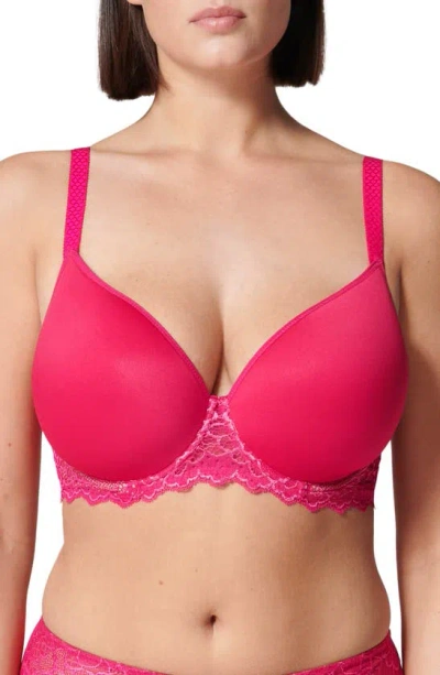 Simone Perele Caresse Underwire Plunge Bra In Teaberry Pink