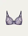 Simone Perele Comete Molded Full Cup Convertible Lace Bra In Midnight