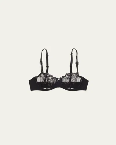 Simone Perele Delice Embroidered Demi Bra In Gem Black