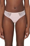 Simone Perele Delice Embroidered Thong In Blush