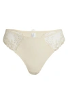 Simone Perele Delice Embroidered Thong In Neutral