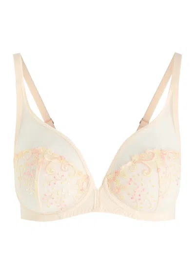 Simone Perele Simone Pérèle Delice Embroidered Tulle Underwired Bra In Yellow